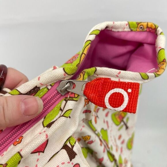 Sugarbooger Owl Tree Print Tote Shoulder Bag Lined Pockets Canvas Green - Picture 8 of 16